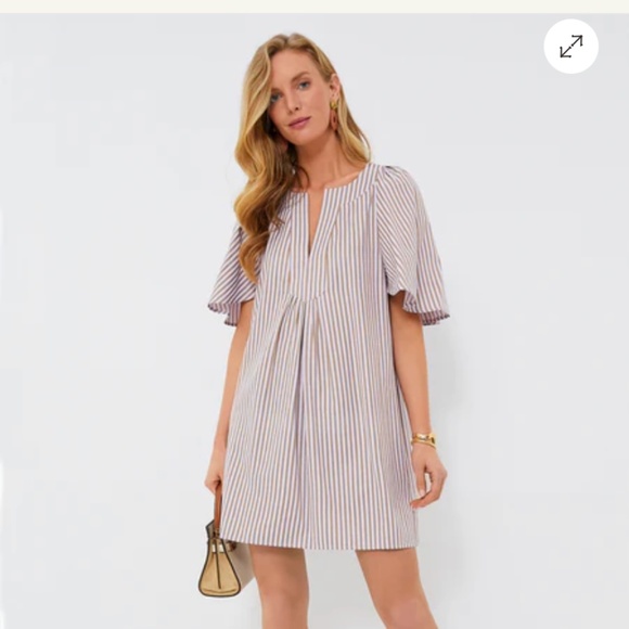 Tuckernuck Dresses & Skirts - Tuckernuck Lilac Stripe Seersucker Flutter Sleeve Dress